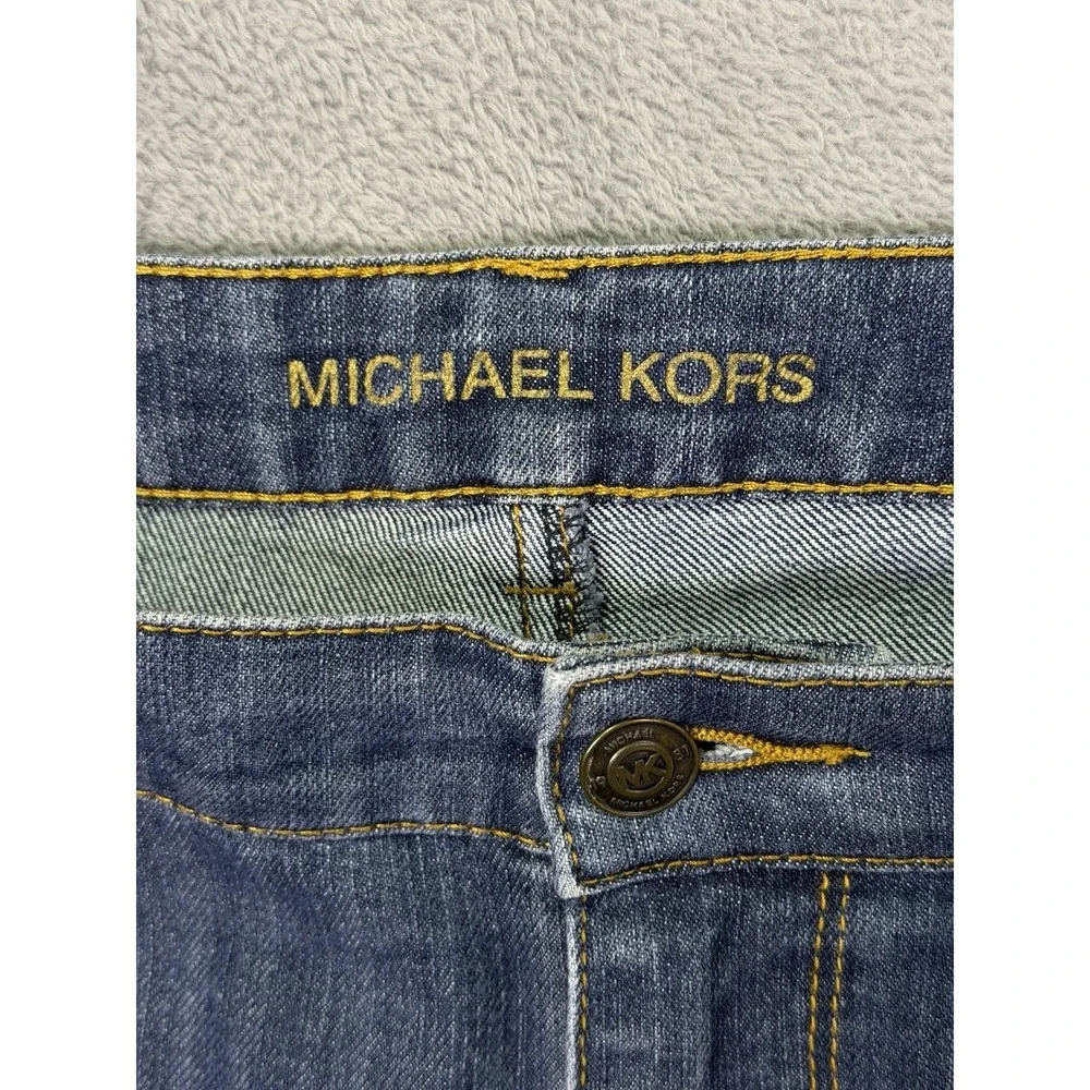 Michael Kors Jeans Womens 18W Plus Blue Dark Wash High Rise Baggy Wide‎ Leg